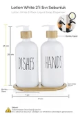 Perotti Lotion 2’li Beyaz Mutfak Sıvı Sabunluk Seti 500ml+500ml Bambu Tepsili - 3