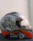 KC 902 Full Face Çene Açılır Güneş Vizörlü Motosiklet Kaskı L Beden Siyah Kırmızı Gri thumbnail 1