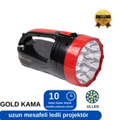 Gold Kama Uzun Mesafeli 15 Ledli Şarjlı El Feneri GK7775 - Kamp, Avcı, Balıkçı Feneri, Çadır Lambası - 2