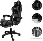 Fashcolle Dynamic Masajlı Gri-Siyah Oyuncu Koltuğu - 6