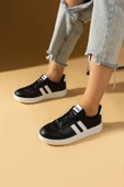 Pembe Potin Şerit Detaylı Bağcıklı Rahat Taban Kadın Sneakers 001-1004-24 - 2