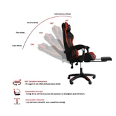 Fashcolle Dynamic Red Masajlı Oyuncu Koltuğu - 5