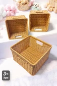 Madamev 3'lü Stil Kare Örme Sepet Çok Amaçlı Pratik Sepet Çamaşır Çocuk Odası Oyuncak Düzenleyici Organizer - 1