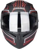 KC 902 Full Face Çene Açılır Güneş Vizörlü Motosiklet Kaskı L Beden Siyah Kırmızı Karbon - 3