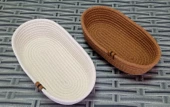 2'li EV BANYO OVAL HASIR SEPET KREM&KAHVE JÜT KORDON İP ÖRME DİKİŞ ÇOK AMAÇLI HAVLU DÜZENLEYİCİ ORGANİZER - 1