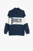 Koton Erkek Çocuk Sweatshirt Dik Yaka Yarım Fermuarlı Baskı Detaylı Uzun Kollu - 3