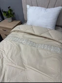 Clasy %100 Pamuk Ranforce Çift kişilik Yorgan Çift Taraflı Olerin V1 Krem Düz Desenli Kapitoneli - 1