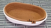 2'li EV BANYO OVAL HASIR SEPET KREM&KAHVE JÜT KORDON İP ÖRME DİKİŞ ÇOK AMAÇLI HAVLU DÜZENLEYİCİ ORGANİZER - 3