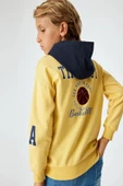 Koton Erkek Çocuk Kapşonlu Sweatshirt Baskı Detaylı Renk Bloklu Uzun Kollu - 1