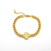 Çelik Bileklik Altın kaplama Kadın Çiçekli Zincir Model BLK-1047 thumbnail 13