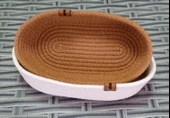 2'li EV BANYO OVAL HASIR SEPET KREM&KAHVE JÜT KORDON İP ÖRME DİKİŞ ÇOK AMAÇLI HAVLU DÜZENLEYİCİ ORGANİZER - 2