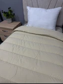 Clasy %100 Pamuk Ranforce Çift kişilik Yorgan Çift Taraflı Avola V1 Krem Düz Desenli Kapitoneli - 2