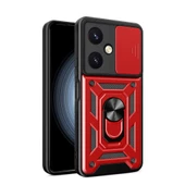 Smody Vivo Y27 İle Uyumlu Kılıf Kamera Korumalı Sürgülü Yüzüklü Standlı Tank - 1