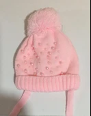 Kız bebek Bere  pembe incili thumbnail 2