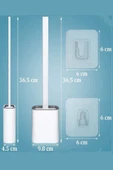 Beyaz Silikon Klozet Fırçası Banyo Tuvalet Wc Küvet Temizleme Fırçası Duvara Monte Seti - 2
