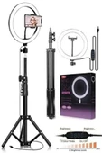 Youtuber Led 10 Inç Ring Light 5500k Youtuber Led Işıklı 2.1 Metre Tripod Selfie Makyaj Işığı - 1