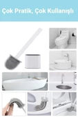 Beyaz Silikon Klozet Fırçası Banyo Tuvalet Wc Küvet Temizleme Fırçası Duvara Monte Seti - 5
