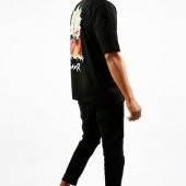 Siyah Önü & Arkası Baskılı Oversize T-Shirt 1YXE1-44908-02 - 4