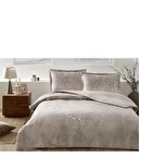 Özdilek Ranforce Çift Kişilik Fıtted Çarşaf Nevresim Takımı  Whıte Sakura Bej - 1