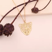 925 Ayar Altın Mikron Kaplama Leopar Tasarım Kolye - CN00376 thumbnail 1