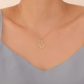 925 Ayar Altın Mikron Kaplama Leopar Tasarım Kolye - CN00376 thumbnail 3