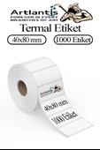 40x80 mm Barkod Etiketi Yapışkanlı 1 Adet Rulo Etiket Termal Barkot Terazi Etiketi 1000 li Barkod Yazıcılarına Uyumludur - 1