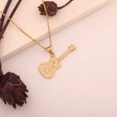 925 Ayar Altın Mikron Kaplama Gitar Tasarım Gümüş Kolye - CN00398 thumbnail 1
