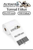 50x100 mm Barkod Etiketi Yapışkanlı 1 Adet Rulo Etiket Termal Barkot Terazi Etiketi 500 lü Barkod Yazıcılarına Uyumludur - 1