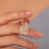 925 Ayar Altın Mikron Kaplama Folivora Tembellik Hayvan Gümüş Kolye - CN00382 - 1