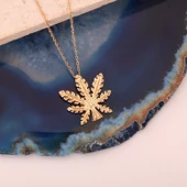 925 Ayar Altın Mikron Kaplama Gümüş Yaprak Kolye - CN00392 thumbnail 4