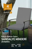 Bahçe - Salon - Balkon Arkalıklı Fermuarlı Bağlanabilir Yıkanabilir Sandalye Minderi 4 Adet - 1
