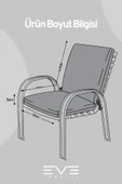 Bahçe - Salon - Balkon Arkalıklı Fermuarlı Bağlanabilir Yıkanabilir Sandalye Minderi 6 Adet - 9