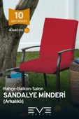 Bahçe - Salon - Balkon Arkalıklı Fermuarlı Bağlanabilir Yıkanabilir Sandalye Minderi 10 Adet - 7