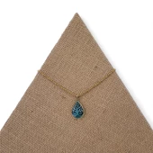 Çınar Damlası Pirinç Çini Taşlı Çelik Zincir Kolye thumbnail 1