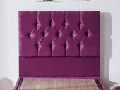 Niron Violet Baza ve Başlık Seti - 80x200 cm Tek Kişilik Sandıklı Mor Kumaş Baza ve Başlığı - 7