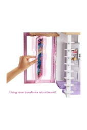 Barbie'nin Malibu Evi, Dönüşüm Özellikli, 25'ten Fazla Parçalı ve 2 Katlı Bebek Evi thumbnail 5