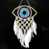 Rafyalı Makrome Örmeli Göz Model El Yapımı Duvar Süsü thumbnail 4