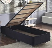 Niron Ela Baza - 90x200 cm Tek Kişilik Sandıklı Siyah Kumaş Baza Silinebilir Soho Kumaş thumbnail 1