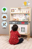 Ledli Ahşap Oyuncak Mutfak ~ Montessori Mutfak, Çocuk Mutfağı, Hediye Halı DBK101 - 2