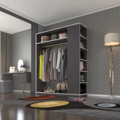 Kenzlife giysi dolabı bayram 180*150*40 gri gardırop thumbnail 1