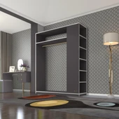 Kenzlife giysi dolabı bayram 180*150*40 gri gardırop thumbnail 3