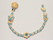 İsimli Emzik Zinciri / Emzik Askısı / En Güzel Bebek Hediyesi Nazar Boncuklu Mavi & Ahşap - 2