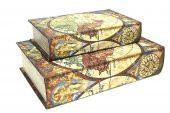 Kutu Kitap Harita 2li Set Kitap Kutusu Dekoratif Hediyelik - 1