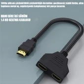 HDMI Çoğaltıcı Erkek Çift HDMI Dişi Çoklayıcı Adaptör Kablosu Siyah - 8