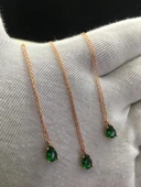 Renkli Zirkon Taşlı 925 Ayar Gümüş Zincirli Damla Bayan Otantik Kolye - 2