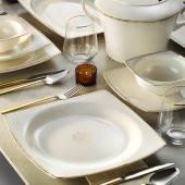 Kütahya Porselen Bone Mare 62 Parça 1139721 Desenli Yemek Takımı - 1