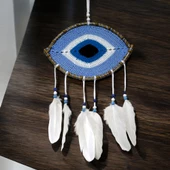 Buz Mavisi Motifli Göz Model El Yapımı Duvar Süsü thumbnail 3