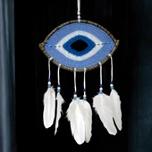 Buz Mavisi Motifli Göz Model El Yapımı Duvar Süsü thumbnail 2