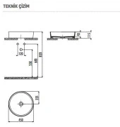 Creavit Loop 45 Cm Set Üstü Çanak Lavabo Siyah Mat LP145 - 2