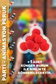Animasyon Parti Ve Palyaço Peruğu – Renkli + Sünger Burun thumbnail 3